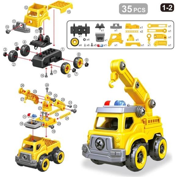 4-in-1 Take Apart Car Toys for Boys DIY Engineering Construction Truck Toy - Picture 5 of 8